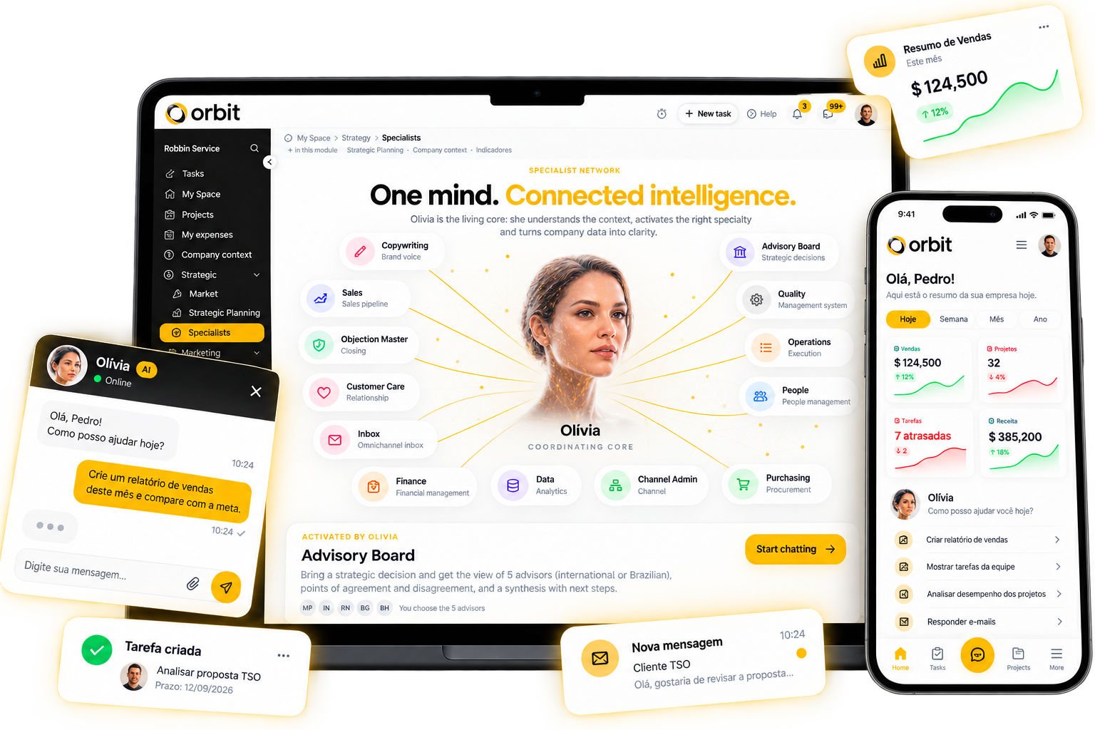 Orbit AI System: plataforma, agentes de IA e app